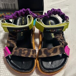 Kurt Geiger Purple and Leopard Print Sandals
